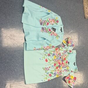 Boston Proper Floral Mini Dress Set - Light Blue